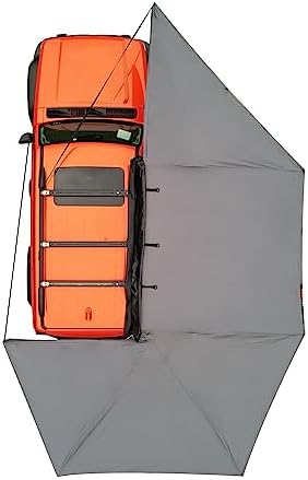Naturnest 270 Degree Awning for SUV Jeep Truck Van Vehicle Camper, All Car Top Roof Rack Awning, Vehicle Awning 270 Overland Awning, Car Side Batwing Awning, Moon Shade Awning (Black, Large)