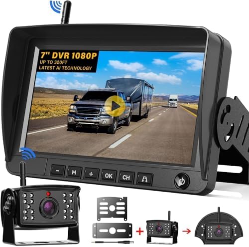 RV Wireless Backup Camera Plug and Play: Pre-Wired for Furrion System Recording Back Rear View Camera Easy Setup for Truck Trailer Motorhome Night Vision HD 1080P 7” Monitor Split Screen Xroose CW7