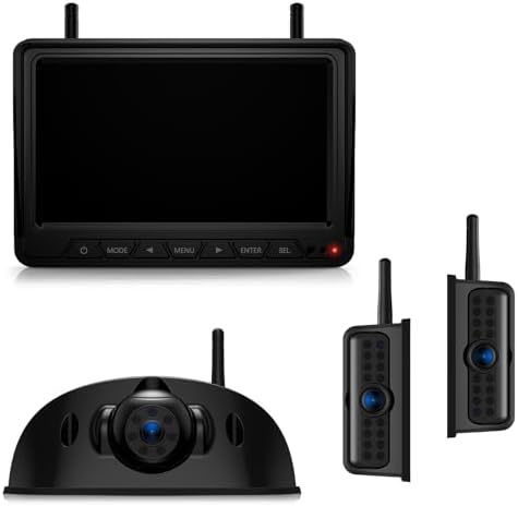 Fookoo HD Wireless RV Backup Camera System, 1080P 7″ Split-Screen Monitor, 1 Rear View 2 Side Cameras, IR Night Vision Recording Waterproof Compatible with Furrion Pre-Wired RV Truck Trailer – DW7Y503