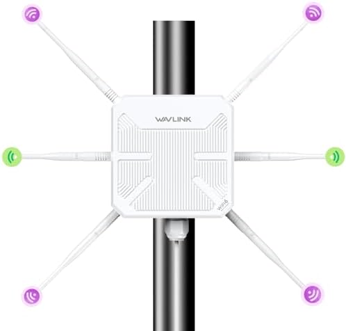 WAVLINK AX3000 Outdoor WiFi Extender Long Range, 2025 WiFi 6 Access Point/Repeater with Dual Band/PoE/IP67 Waterproof/6 x 7dBi Antennas, Supports Up to 256 Devices for Yard, RV