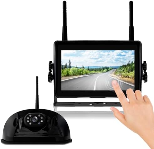 Wireless RV Camera System, 7″ 1080P Touch Screen with Backup Camera for Furrion Pre-Wired Mount, IP69 Waterproof IR Night Vision Rear Camera and DVR Monitor for RV Truck Trailer Camper, WF7