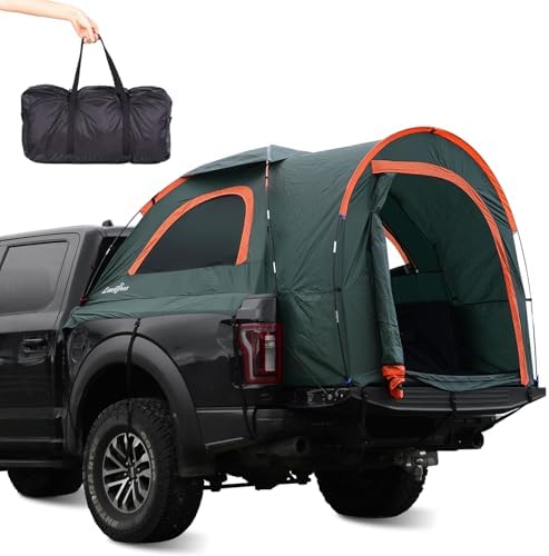 LIBERRWAY Truck Bed Tent, 5.5-6 FT Pickup Truck Tent with Windows and Waterproof PU2000mm Double Layer 2-Person Truck Tents for Camping Outdoor Traveling-Green