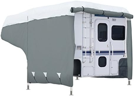 Classic Accessories Over Drive PolyPRO3 Folding Camping Trailer Cover, Fits 8′-10’L, Grey/Snow White