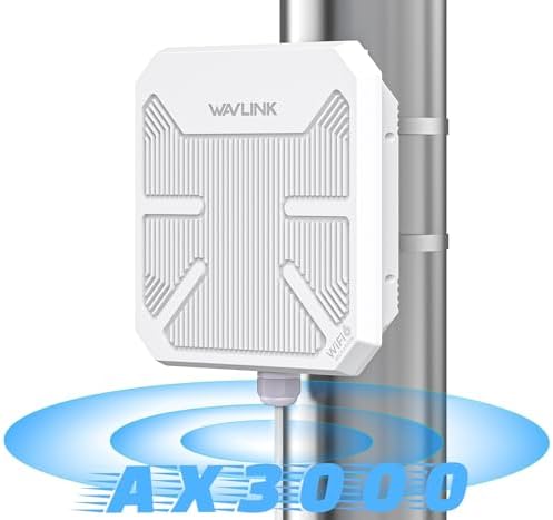 WAVLINK AX3000 WiFi 6 Outdoor Access Points -Weatherproof Long Range Wireless Signal Booster with Dual Band/PoE/IP67 Waterproof/ 3Km Coverage, Supports Up to 256 Devices for Backyard, Factories