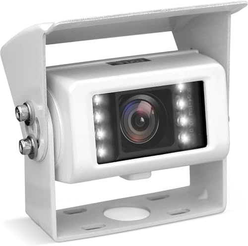 Pyle 7” Digital Marine Camera and Monitor System, RV Camera, Water Resistant with Built in Microphone, 150 Degree Rear View Camera White, Designed for Car/Truck use 12/24 Volt Systems