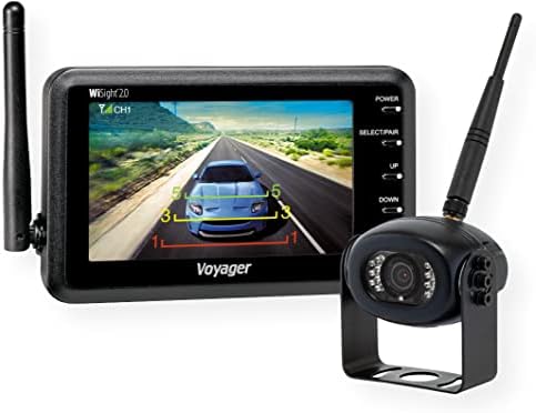Voyager WVSXS43 Single-Camera System; Includes (1) 4.3″ Wireless LCD Monitor, (1) Wireless Rear Camera, 12V Accessory Plug, Suction Cup Monitor Mount, Camera Mounting Bracket and Hardware