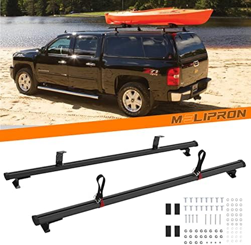 MELIPRON 60″ Truck Cap Topper Rack Adjustable Aluminum Ladder Roof Rack for Kayak Canoe Lumber Pipe(Max Load 500lbs)