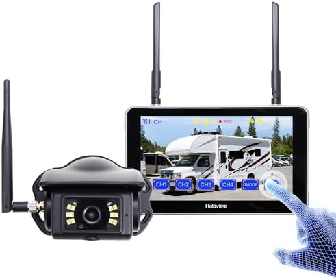 Haloview Byte Tango BT6 Touch RV Backup Camera Wireless 2.4G Digita FHD 1080P DVR Rearview and 5.5″ Touch Screen Monitor System for RV,Truck,Trailer,Truck,Camper,Van,Pickup