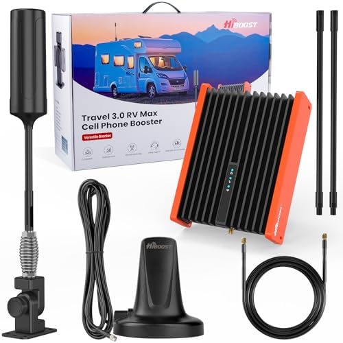 Cell Phone Signal Booster for RV | Travel 3.0 RV Max Booster Kit | Folding Antenna Bracket |Camping Mobile Cellular Booster |4G & 5G LTE| All U.S.Carriers Verizon,AT&T,T-Mobile,FCC Approved