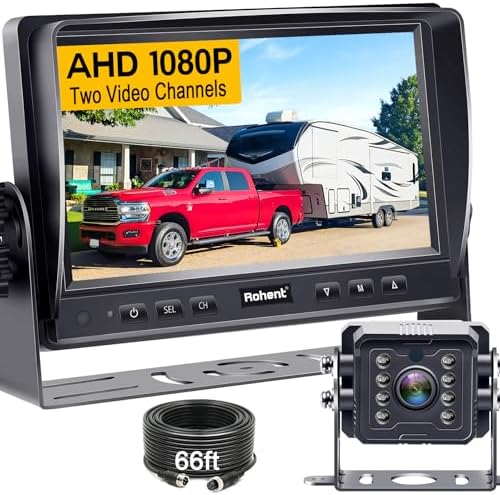 HD 1080P Wired RV Backup Camera System – with 170° Wide-Angle Lens, Night Vision, Waterproof IP69, Easy DIY Installation for RVs, Trucks, and Trailers by Rohent