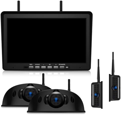 10.1″ RV Backup Camera Wireless System Plug and Play, Pre-Wired for Furrion RV Trailer Camper, HD 1080P Quad Split Monitor with 2 Rear View & 2 Side View Cameras, IP69K Waterproof, BY504