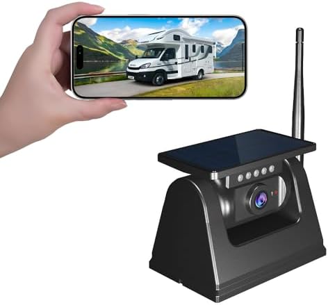 WiFi Magnetic Solar Wireless Backup Camera, 10000mAh Rechargeable 1080P Rear View Camera for Truck RV Trailer Car, Night Vision IP67 Waterproof, App for Phone iOS Android