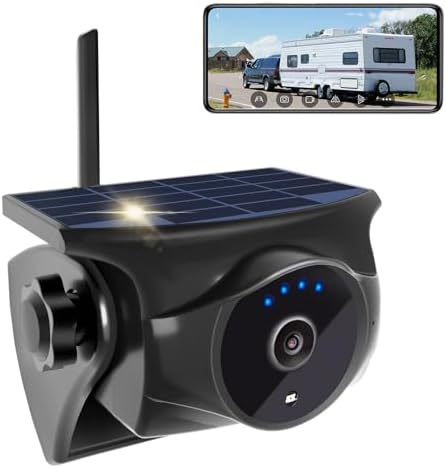 1080P Solar Wireless Backup Camera – Magnetic Hitch Rear Front Camera with Night Vision, 365-Day Standby, Waterproof, Rechargeable Battery for Horse Trailer RV Truck Car for Phone Pad Android