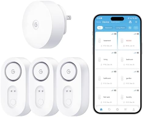 GoveeLife Upgraded Smart Water Leak Detector 1s with 1804ft Ultra-Long Range, WiFi Water Sensor with SMS/Email/APP Push and Sound Alarm,5-Year Battery Life, 3 Pack, Suit for Home, Basement, Kitchen