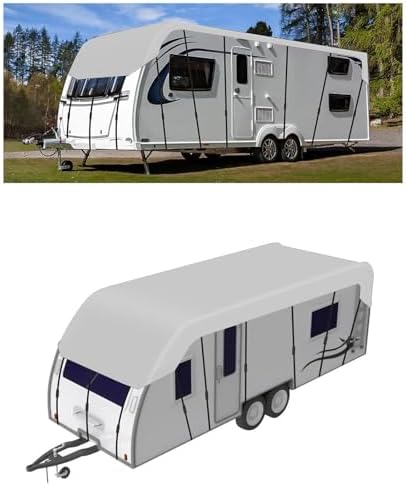210D Oxford Cloth Rv Roof Only Wind, Rain and Snow Proof Popup Camper Truck Camper Cover, Grey-7m3m