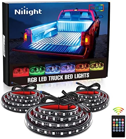 Nilight 3PCS 60 Inch RGB Truck Bed Light Strip Kit 270 LED Neon Accent Lights with RF Remote On Off Switch Splitter Extension Cable for Cargo Pickup Truck Camper RV SUV Boat