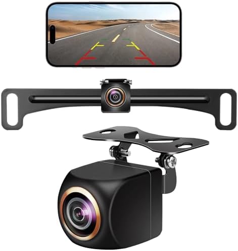 Wireless Backup Camera, HD 1080P Wireless Backup Camera for Trucks – rv Back up Camera for Travel Trailers/Back up Camera Vehicle no Wiring WiFi Truck License Plate Camera