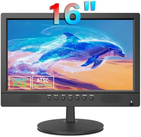 16 inch Flat Screen TV,Small TV with Remote Control-Perfect Full HD 1080P for Kitchen,Dual Power DC-12V & AC AC Adapter Inputs for Your RV & Kitchen Watch HDTV Anywhere