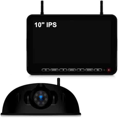 Fookoo 1080P 10″ Wireless RV Backup Camera System for Furrion Pre-Wired RV Truck Trailer, 10″ HD IPS Monitor & 1 Rear View Camera, IR Night Vision Recording Waterproof Plug and Play – D10Y1