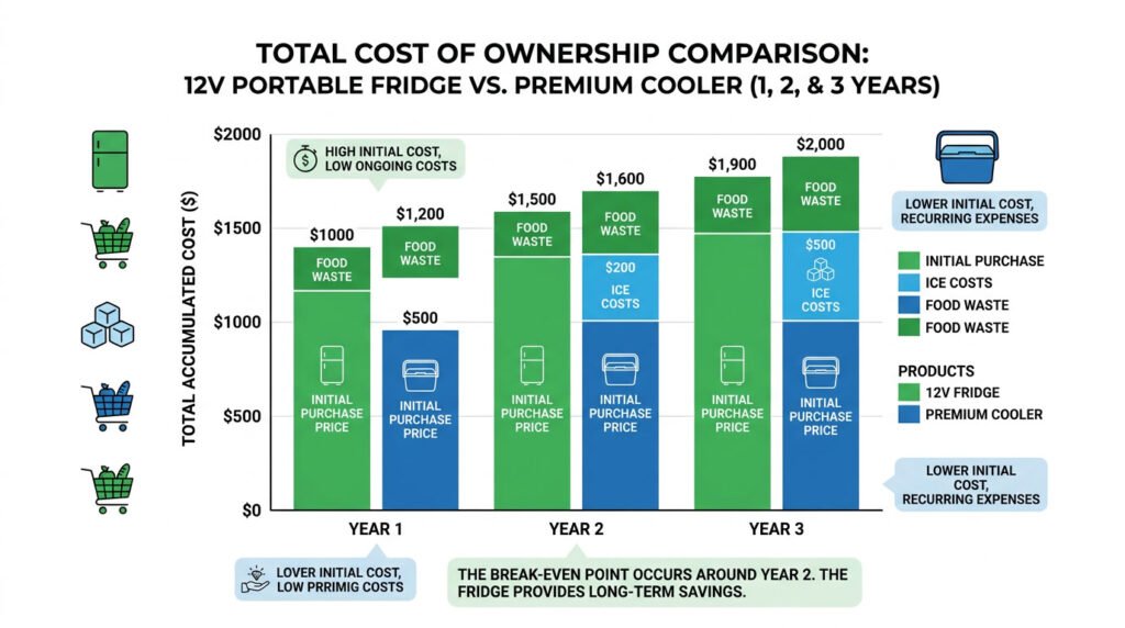 12V portable fridge vs cooler