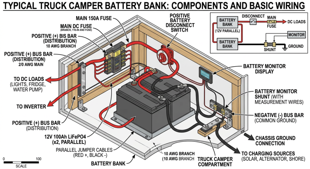 truck camper battery bank basics