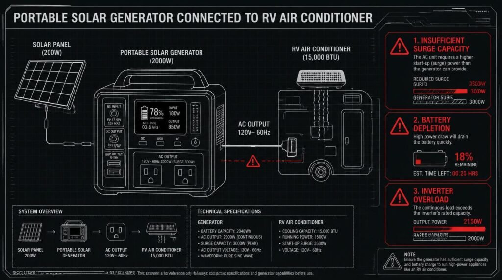Can a solar generator run an RV air conditioner