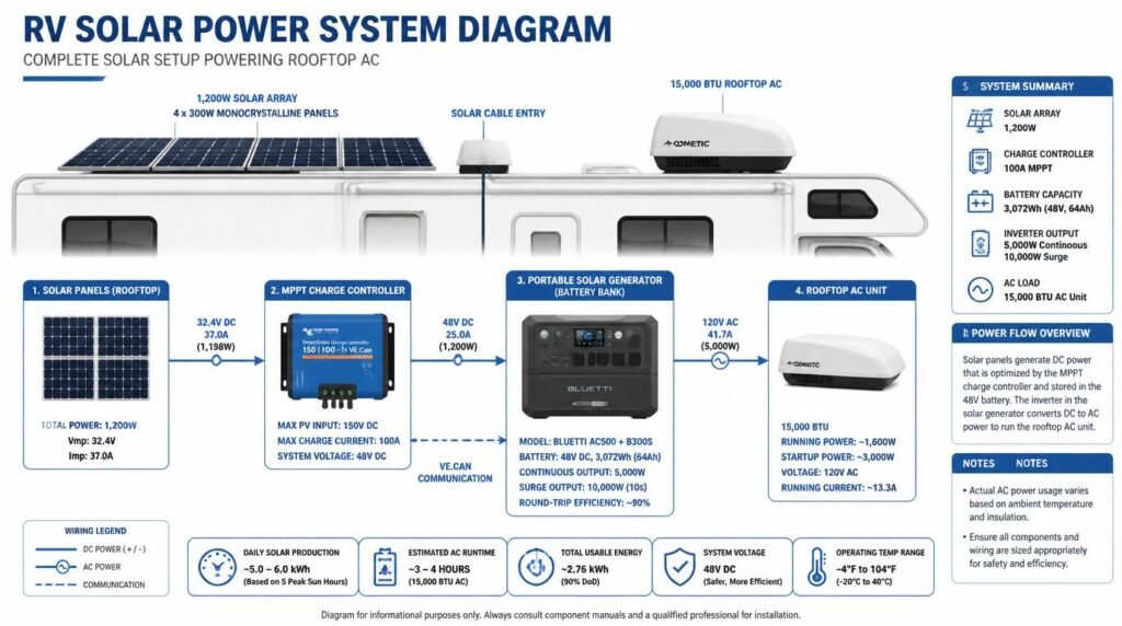 Can a solar generator run an RV air conditioner